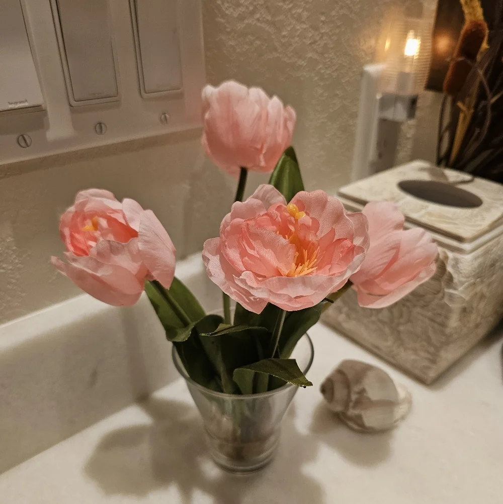 Pink Floral Spring Vase | Faux Peony Bouquet | Cottagecore Home Decor
